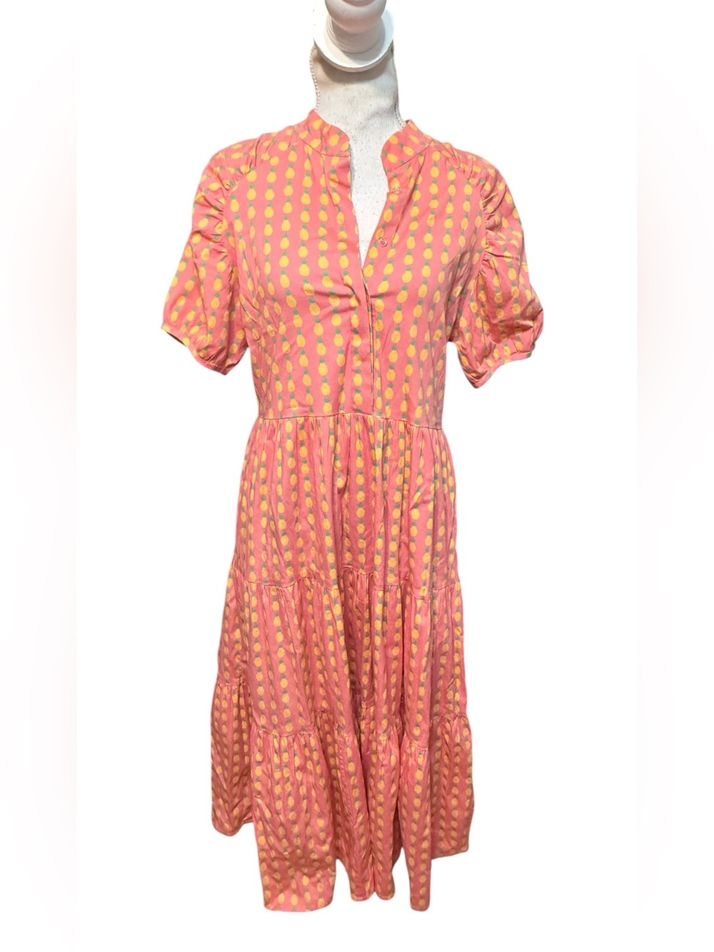 Sheridan French breezy cotton pineapple print maxi dress small